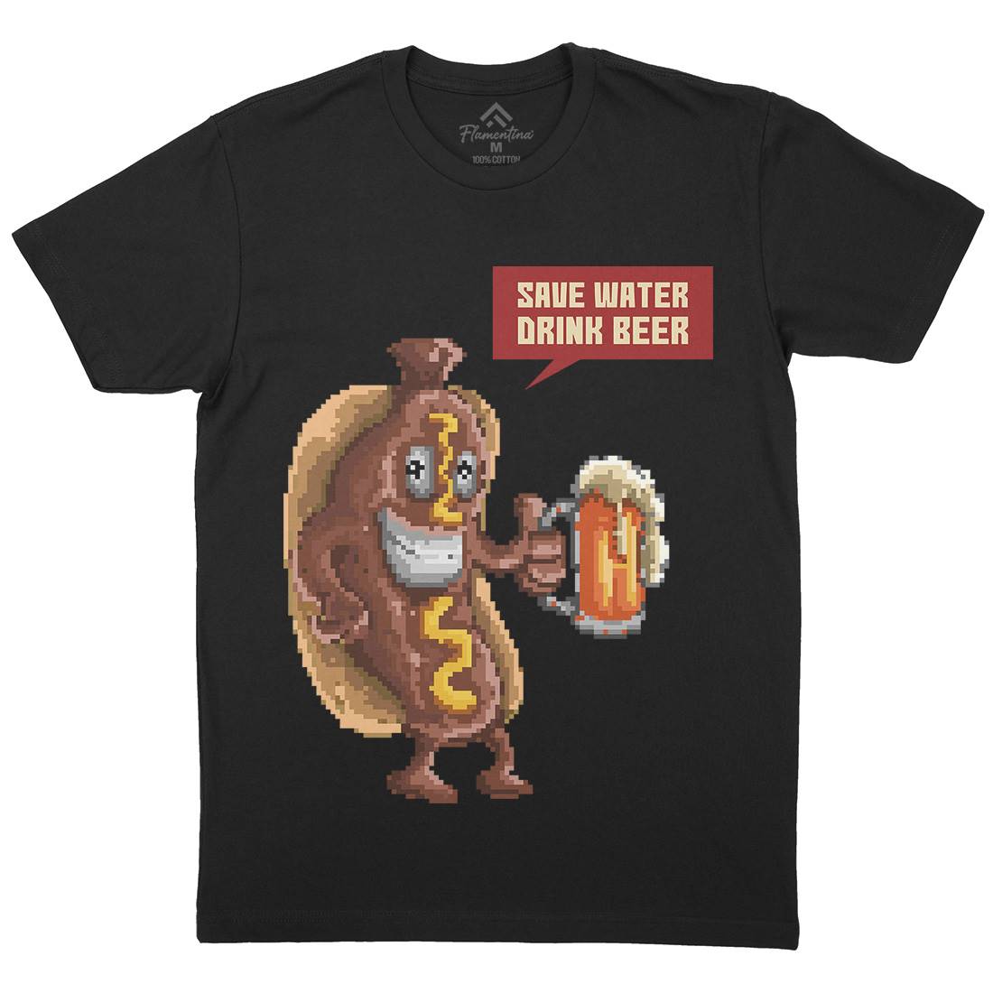 Save Water Drink Beer Mens Organic Crew Neck T-Shirt Drinks B956