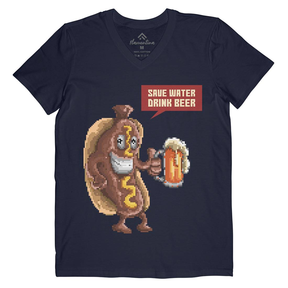 Save Water Drink Beer Mens Organic V-Neck T-Shirt Drinks B956