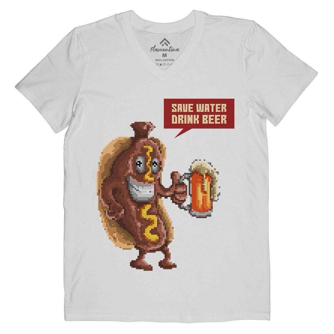Save Water Drink Beer Mens V-Neck T-Shirt Drinks B956