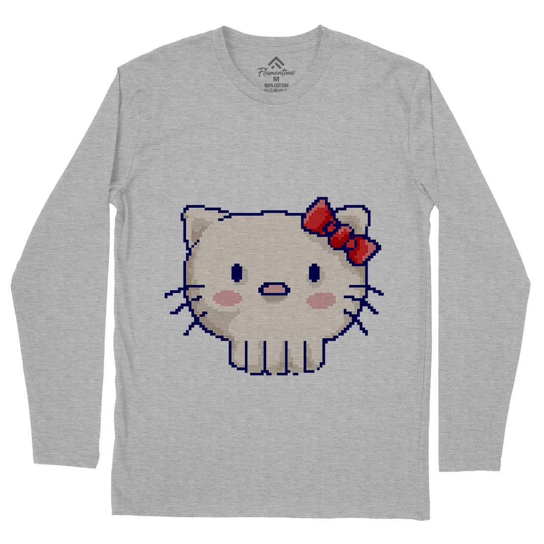 Skull Kitty Mens Long Sleeve T-Shirt Animals B957