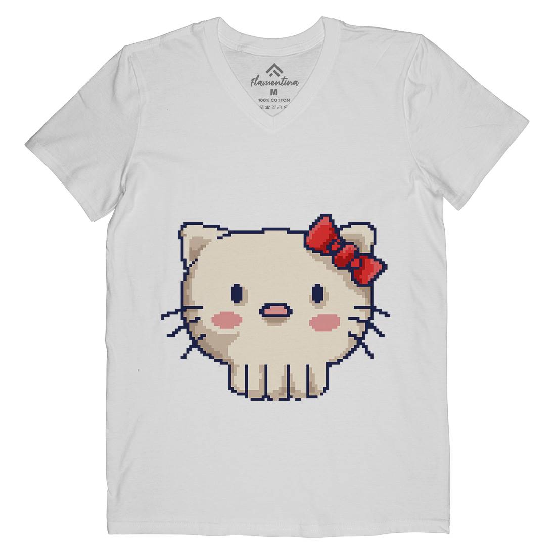 Skull Kitty Mens V-Neck T-Shirt Animals B957