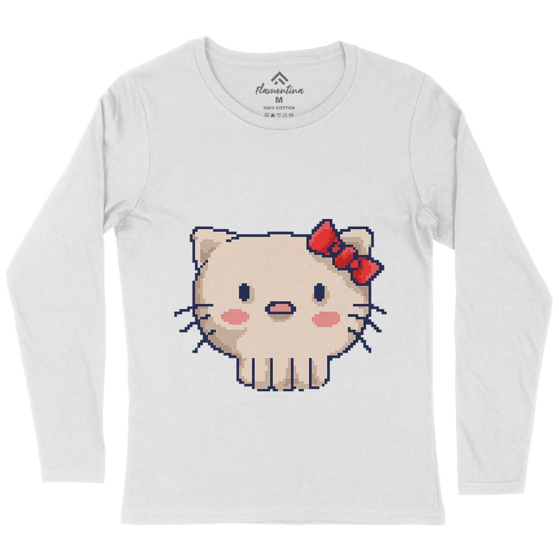 Skull Kitty Womens Long Sleeve T-Shirt Animals B957