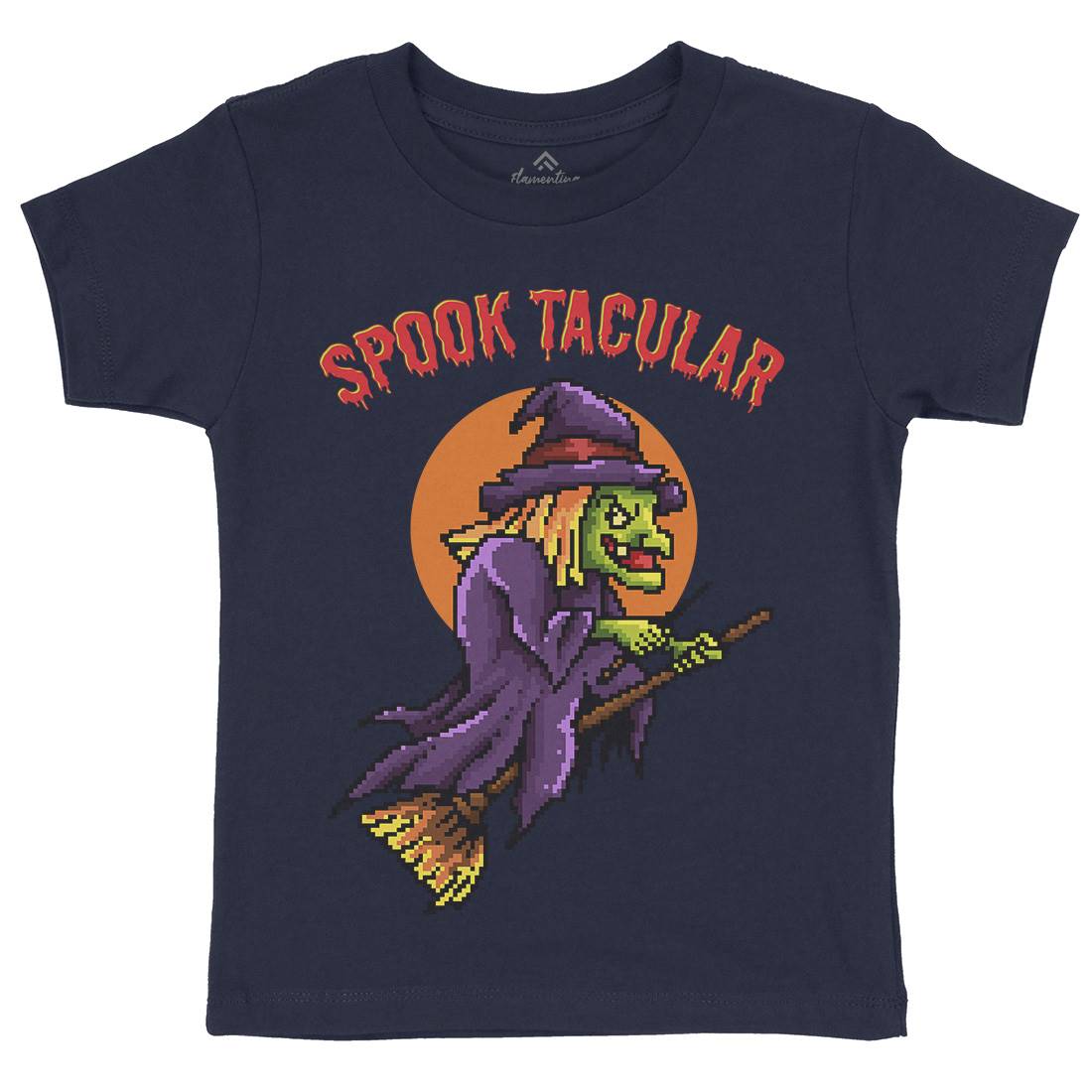 Spooktacular Witch Kids Organic Crew Neck T-Shirt Horror B958