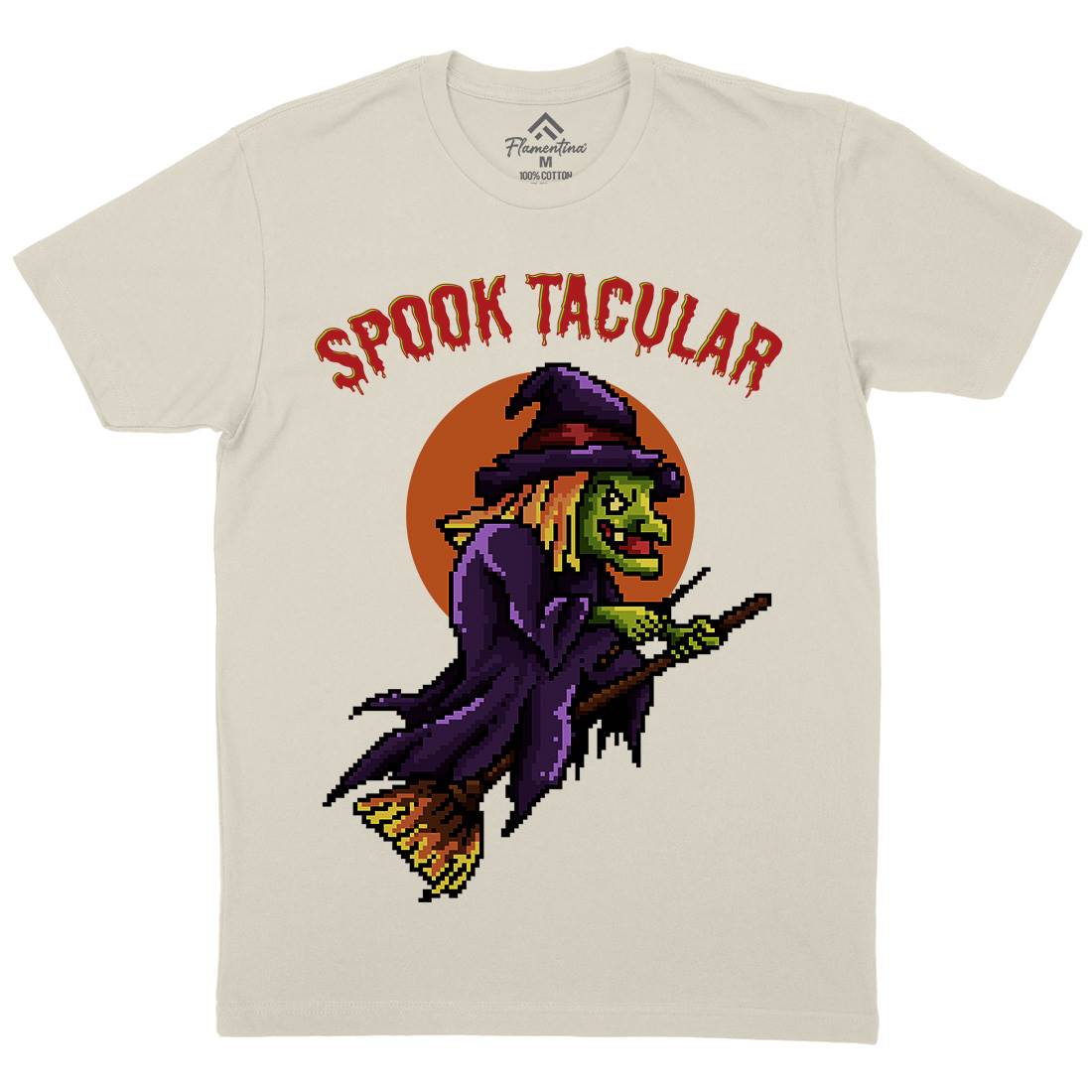 Spooktacular Witch Mens Organic Crew Neck T-Shirt Horror B958