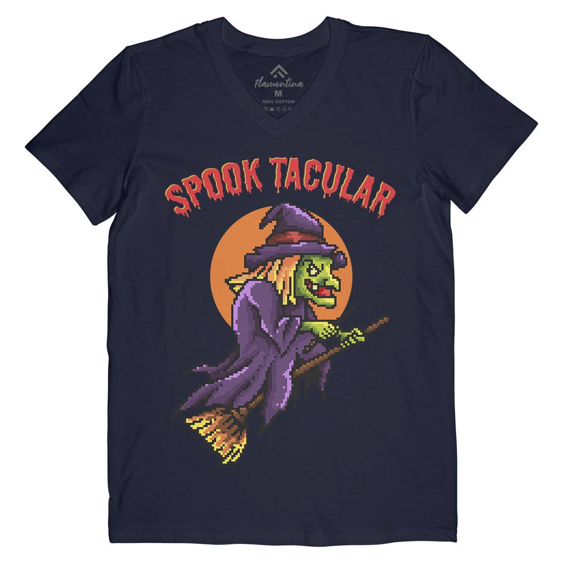 Spooktacular Witch Mens Organic V-Neck T-Shirt Horror B958