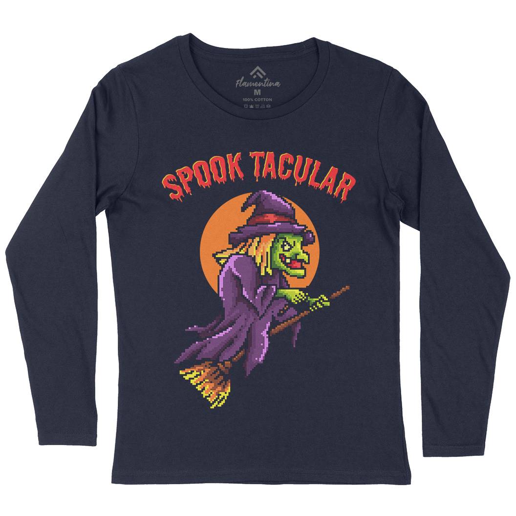 Spooktacular Witch Womens Long Sleeve T-Shirt Horror B958