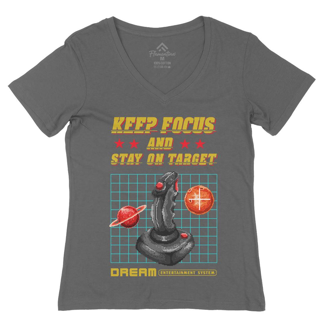 Stay On Target Womens Organic V-Neck T-Shirt Geek B959