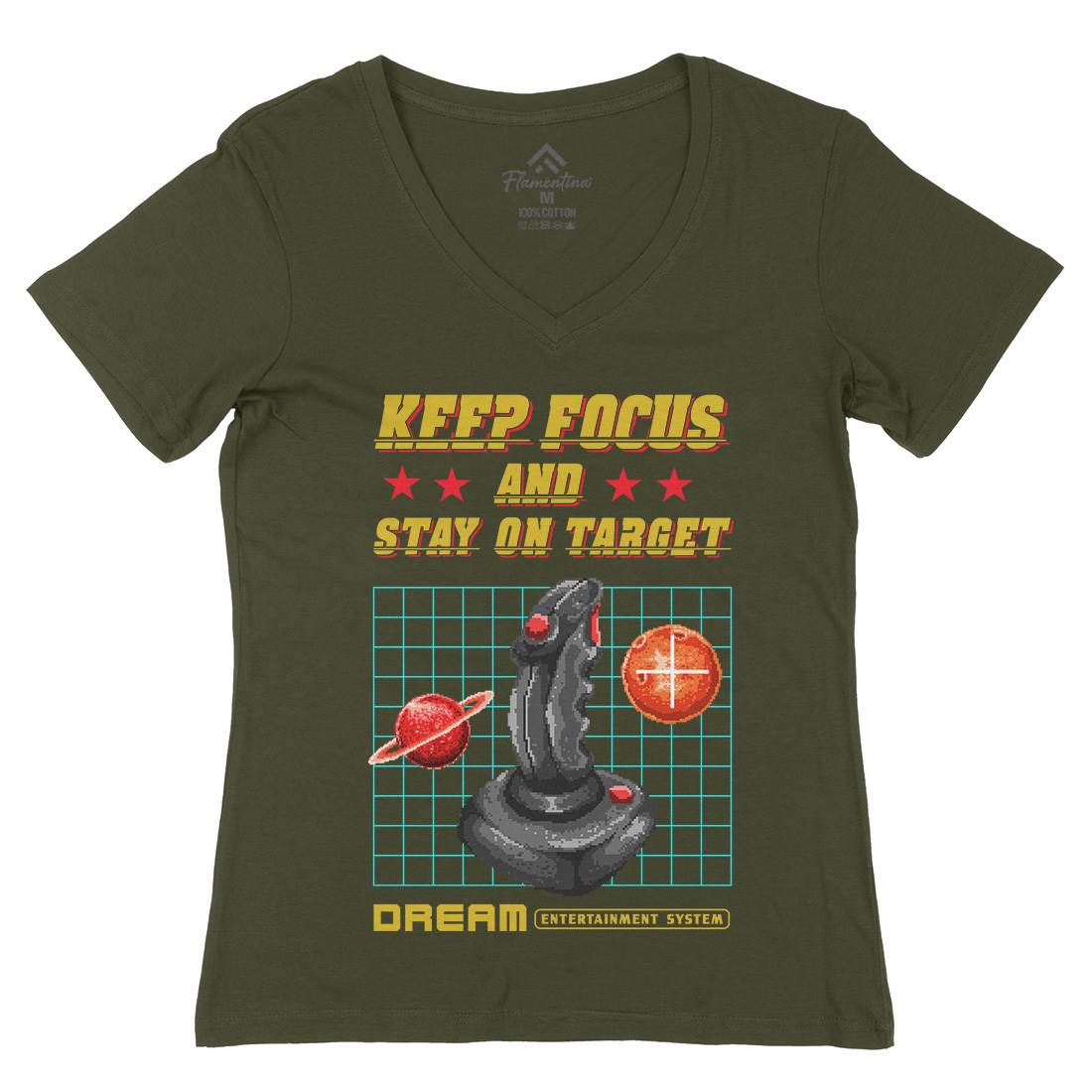 Stay On Target Womens Organic V-Neck T-Shirt Geek B959