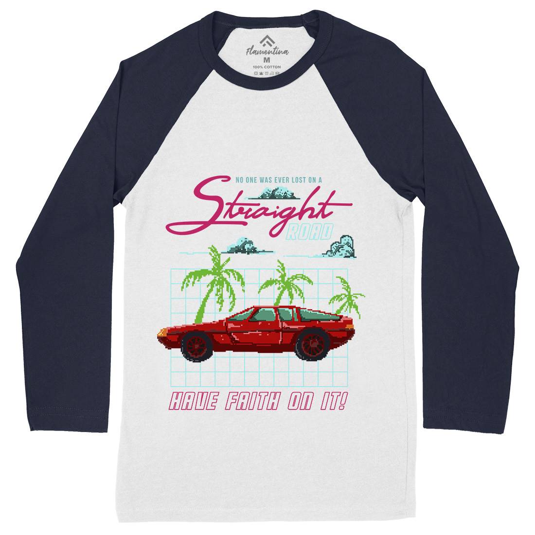 Straight Road Mens Long Sleeve Baseball T-Shirt Cars B960