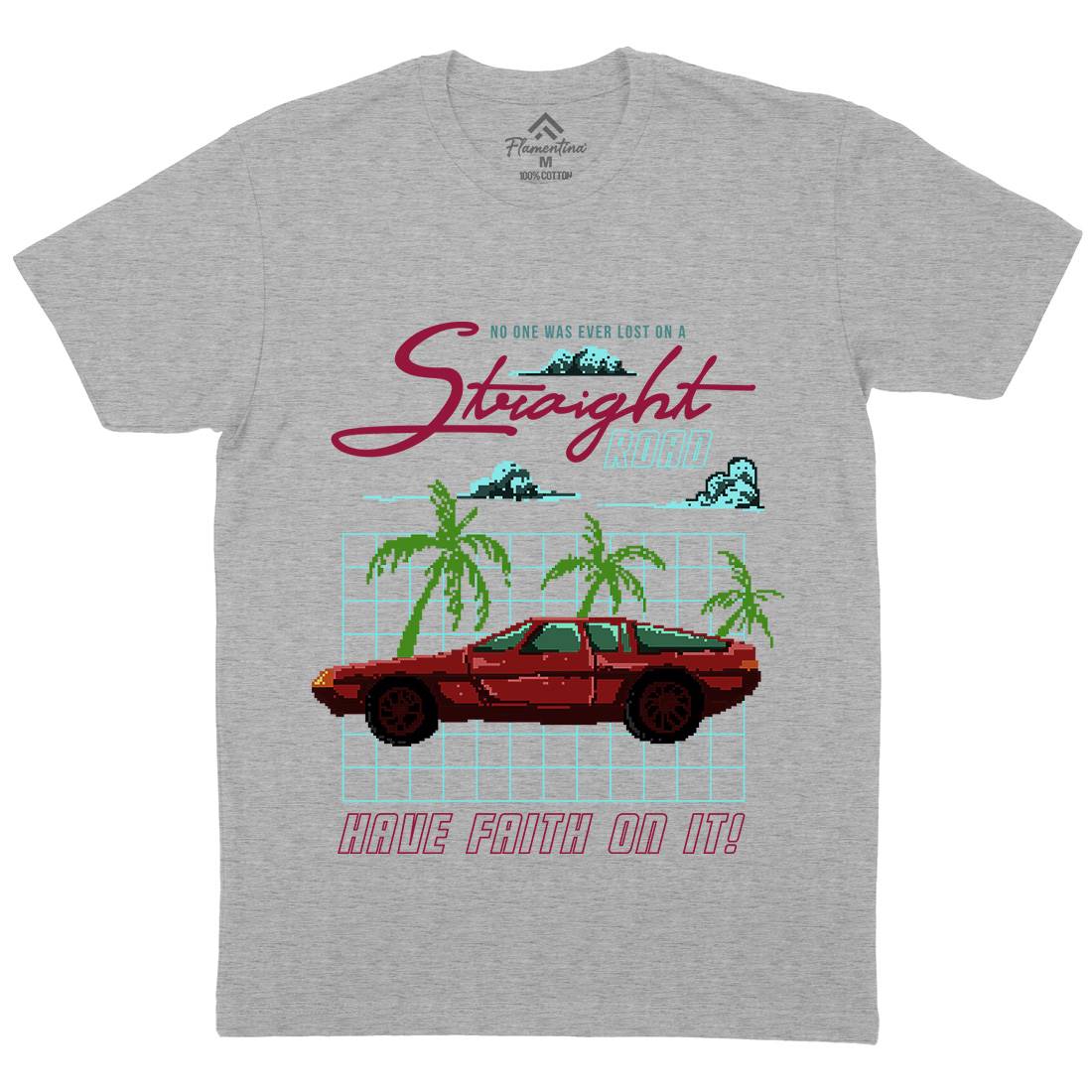 Straight Road Mens Crew Neck T-Shirt Cars B960
