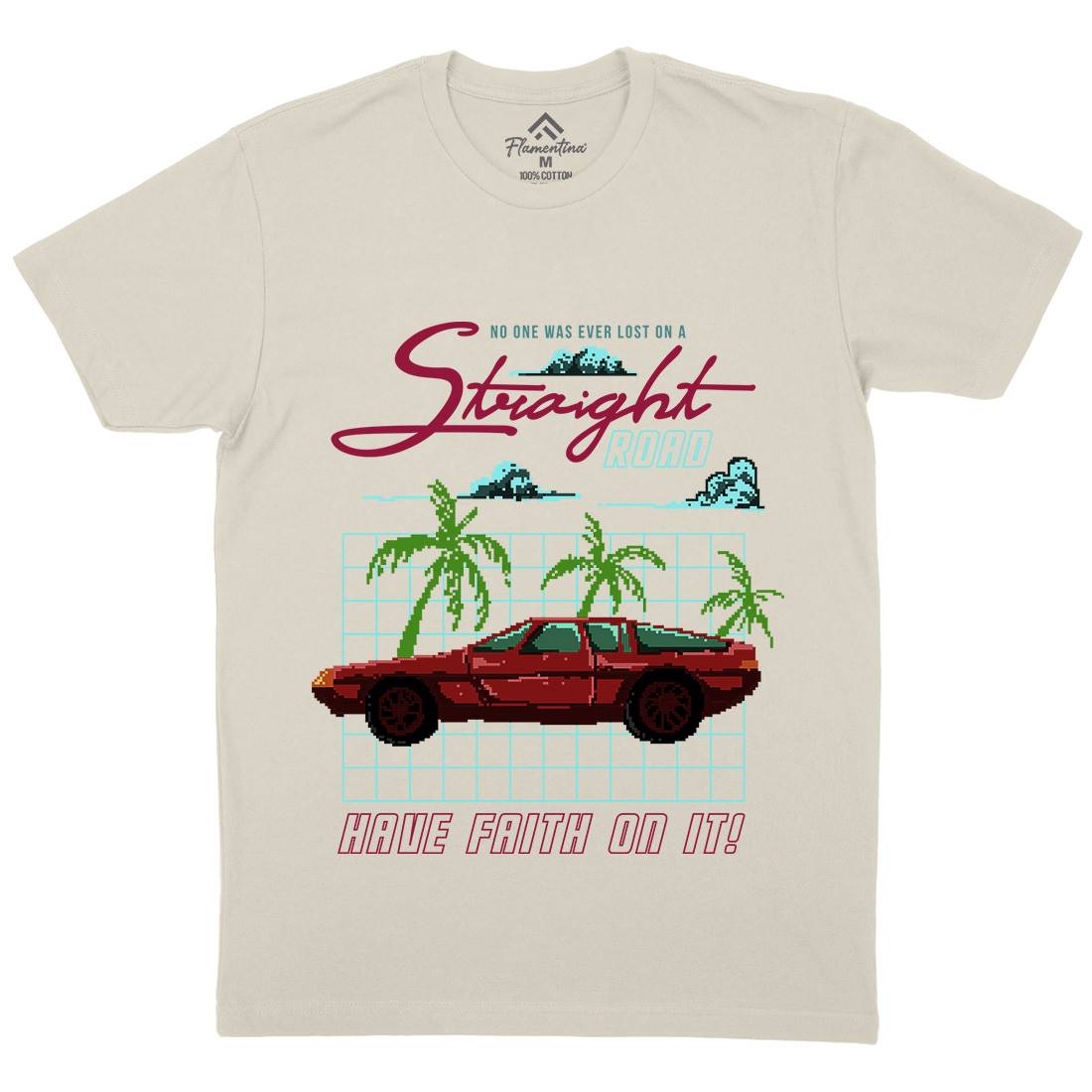 Straight Road Mens Organic Crew Neck T-Shirt Cars B960
