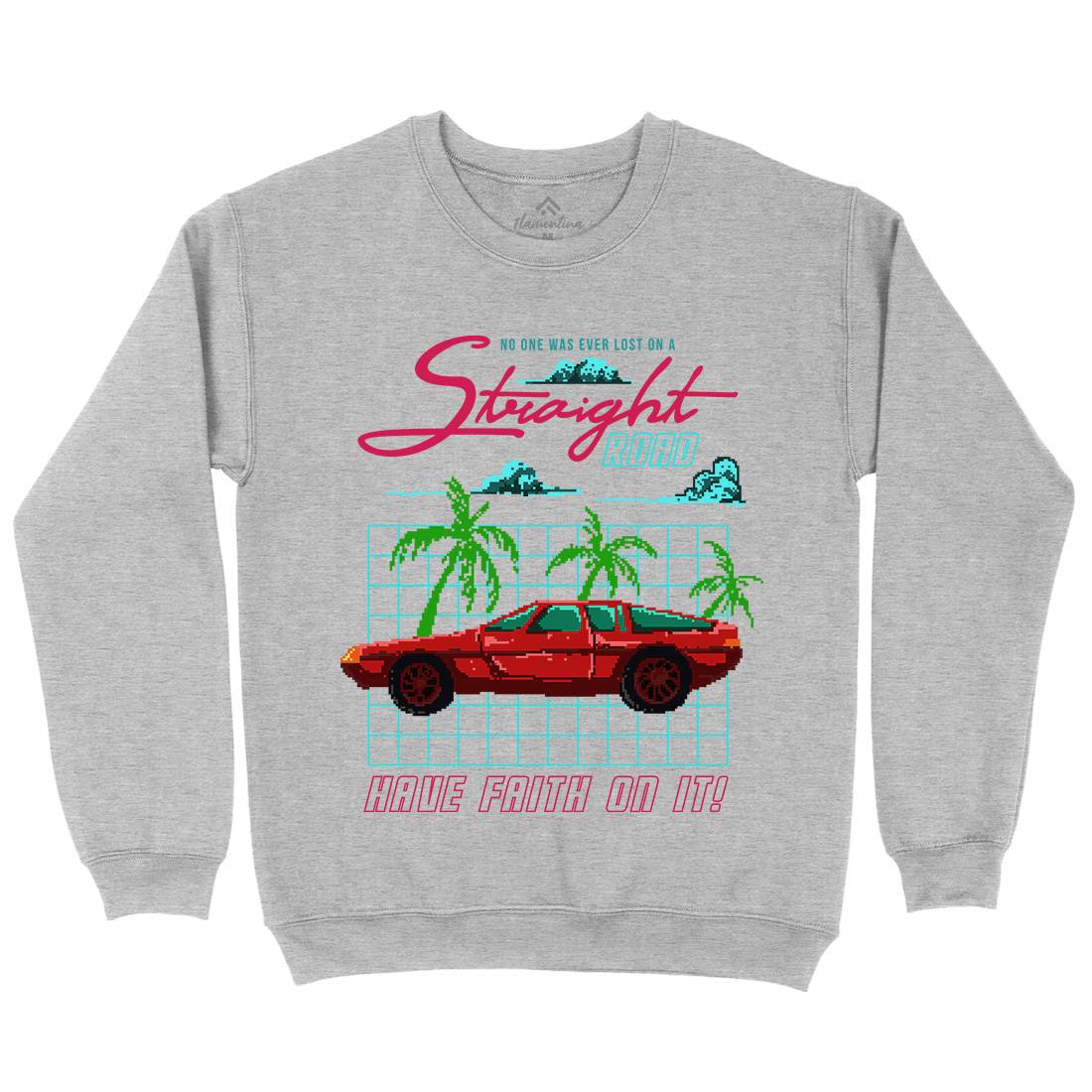 Straight Road Mens Crew Neck Sweatshirt Cars B960
