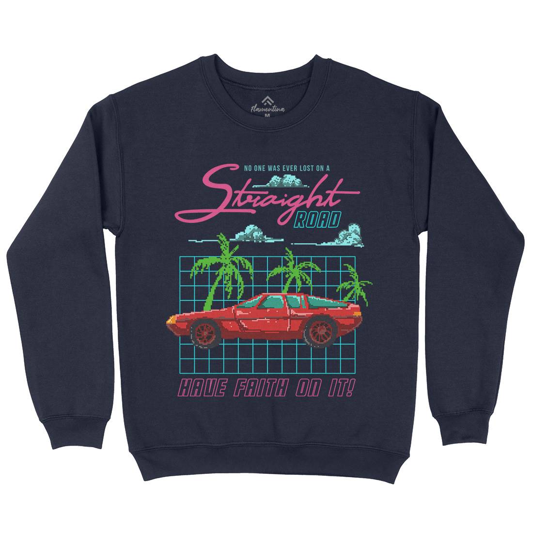 Straight Road Mens Crew Neck Sweatshirt Cars B960