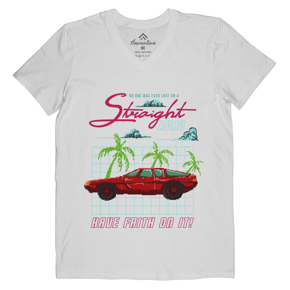 Straight Road Mens V-Neck T-Shirt Cars B960