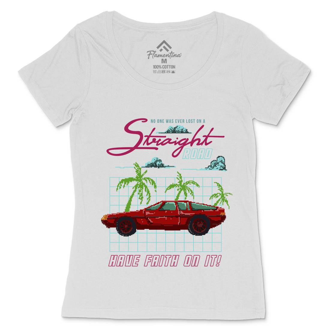 Straight Road Womens Scoop Neck T-Shirt Cars B960