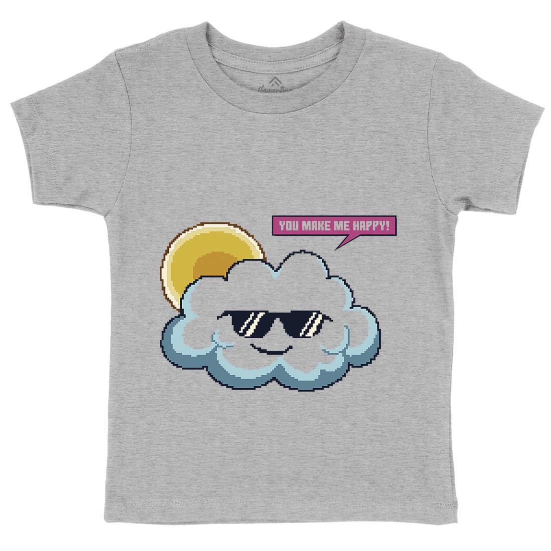 Summer Happy Cloud Kids Crew Neck T-Shirt Nature B961