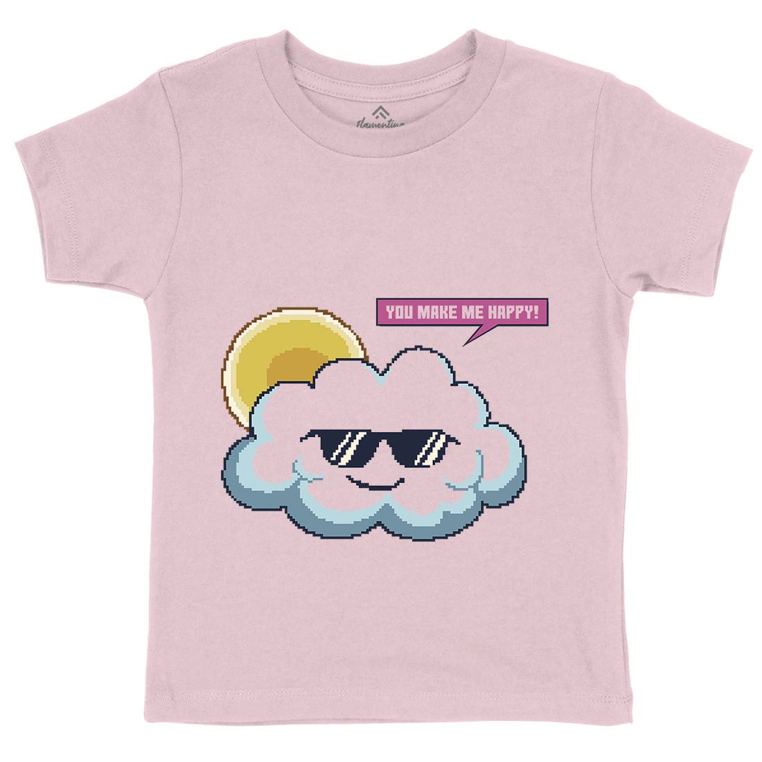 Summer Happy Cloud Kids Crew Neck T-Shirt Nature B961