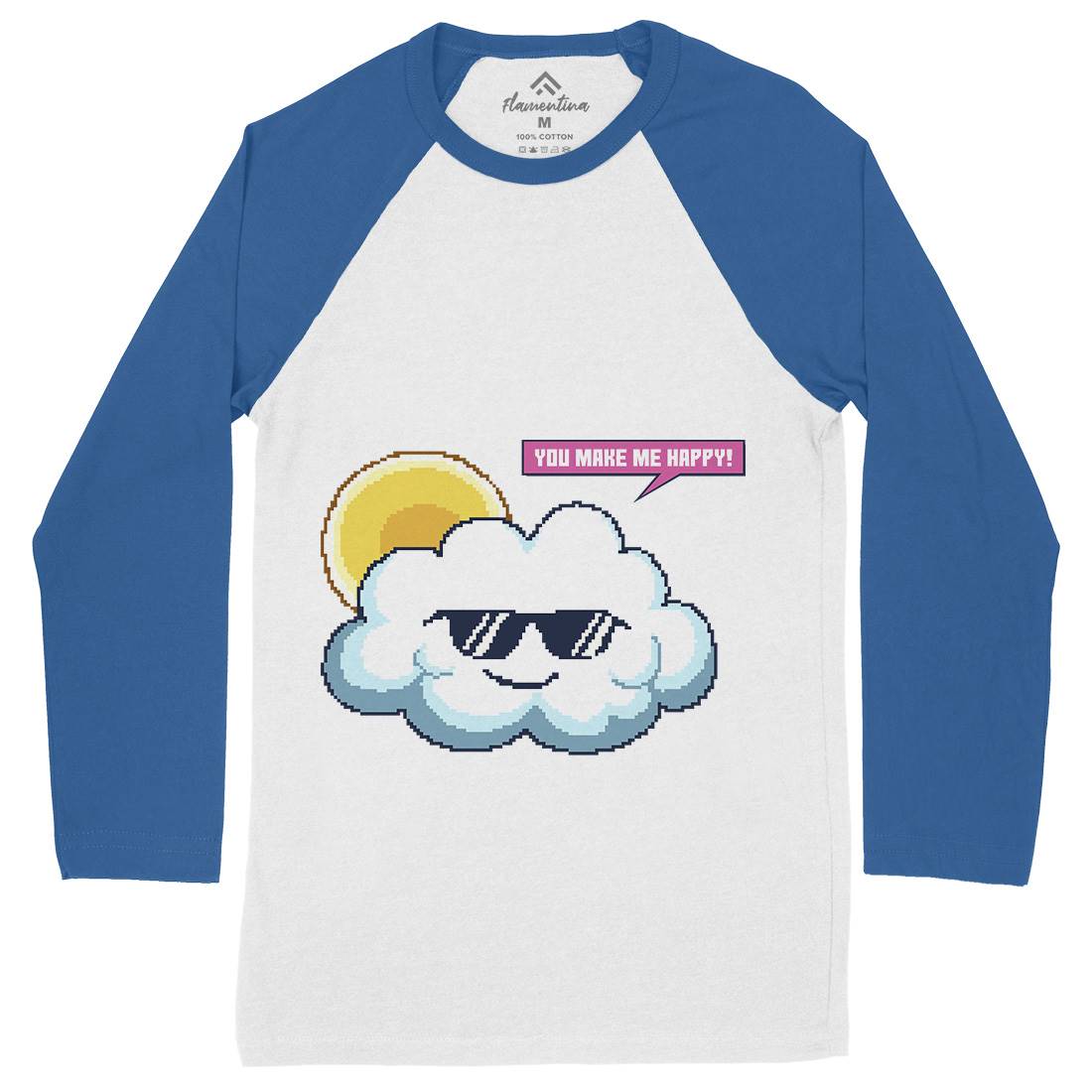Summer Happy Cloud Mens Long Sleeve Baseball T-Shirt Nature B961