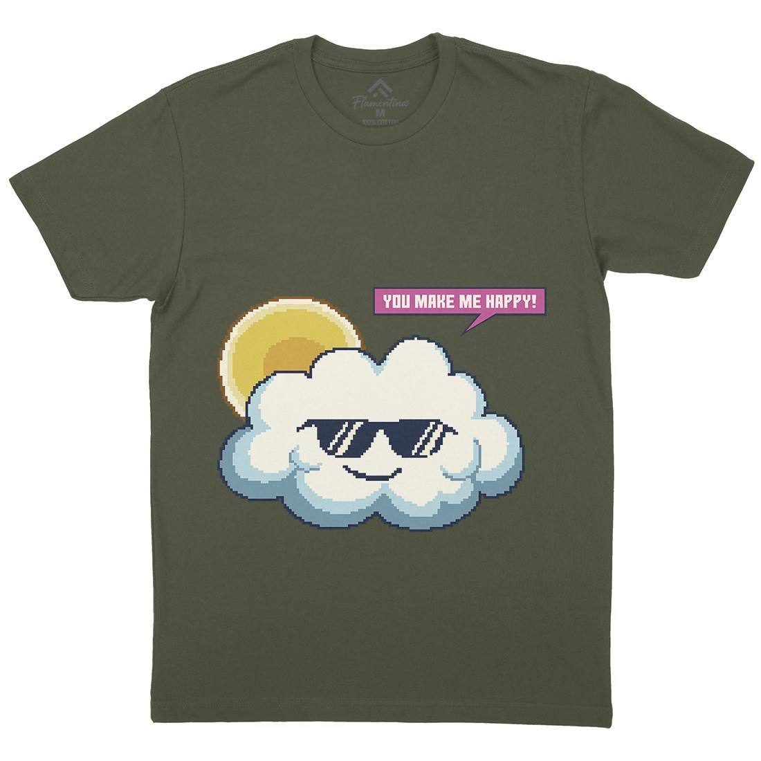 Summer Happy Cloud Mens Organic Crew Neck T-Shirt Nature B961