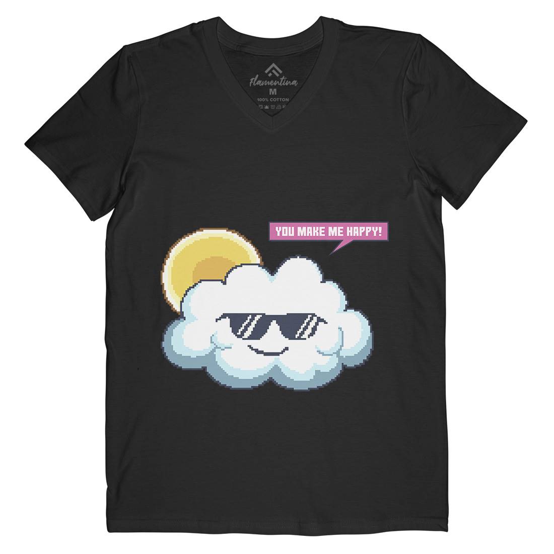 Summer Happy Cloud Mens Organic V-Neck T-Shirt Nature B961