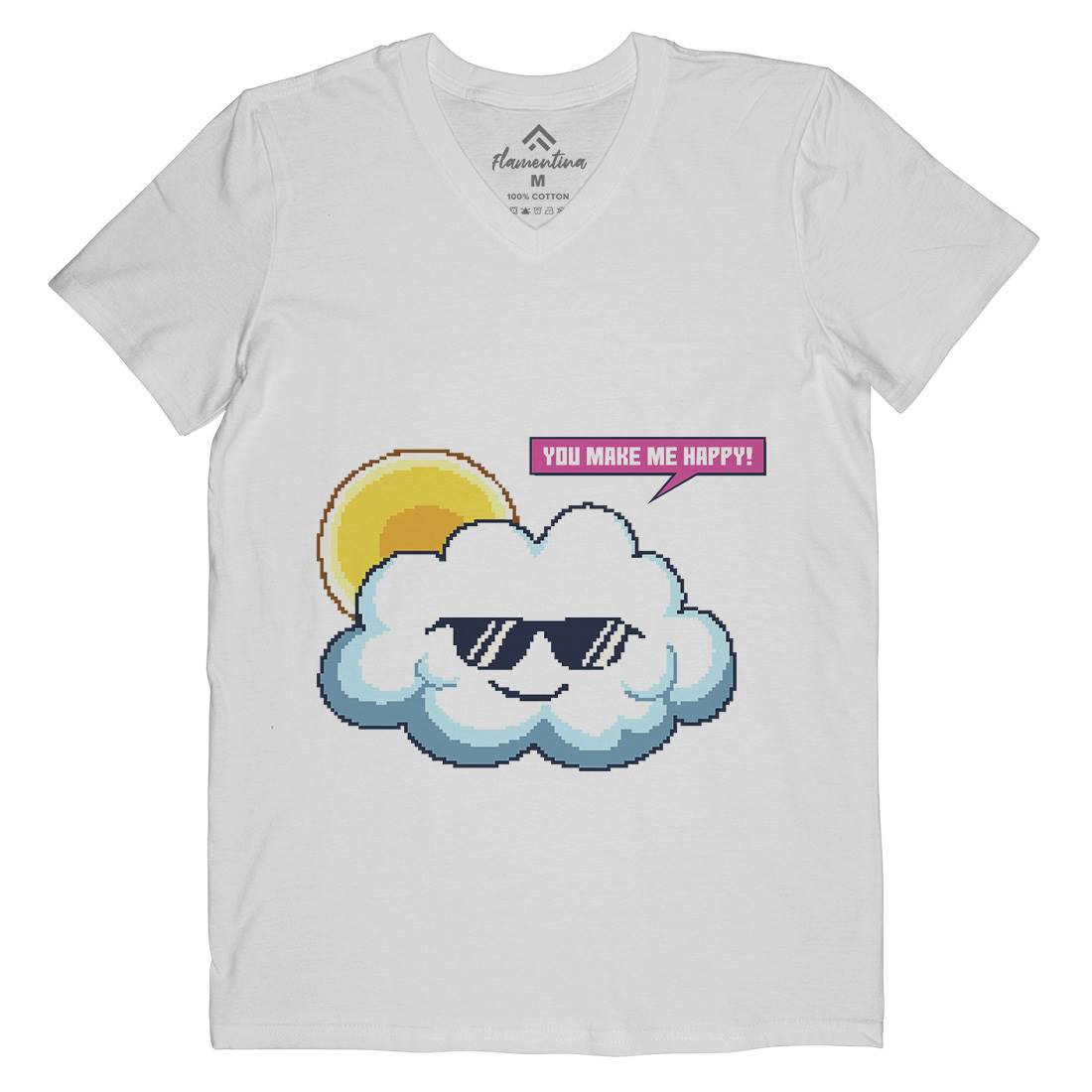 Summer Happy Cloud Mens Organic V-Neck T-Shirt Nature B961