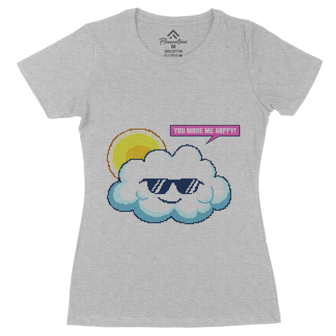 Summer Happy Cloud Womens Organic Crew Neck T-Shirt Nature B961