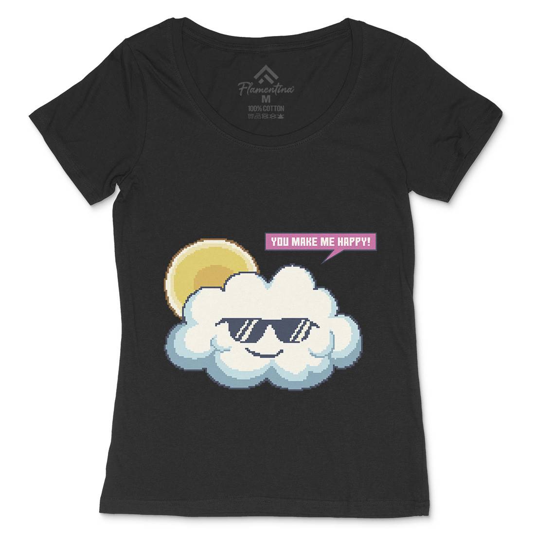 Summer Happy Cloud Womens Scoop Neck T-Shirt Nature B961
