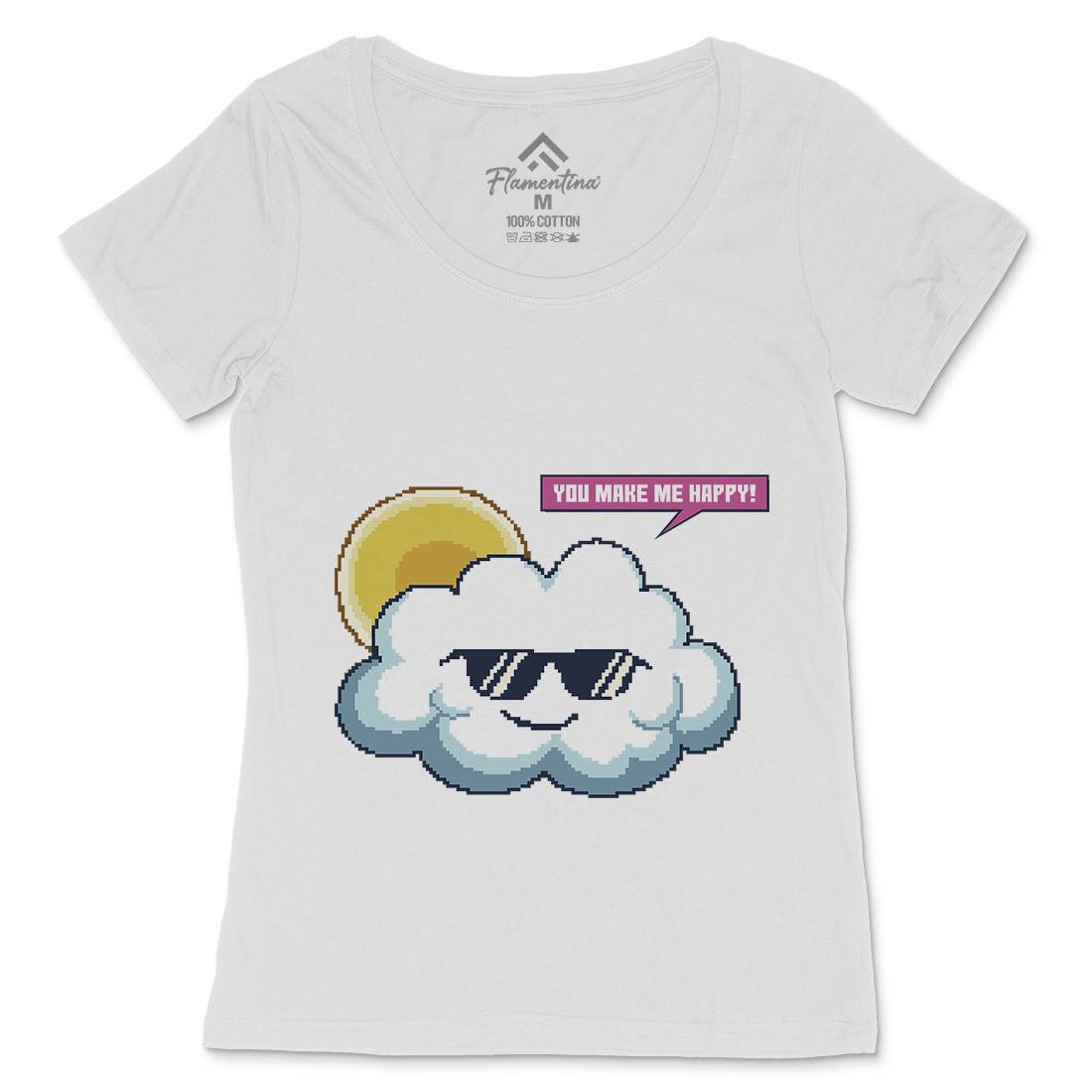 Summer Happy Cloud Womens Scoop Neck T-Shirt Nature B961
