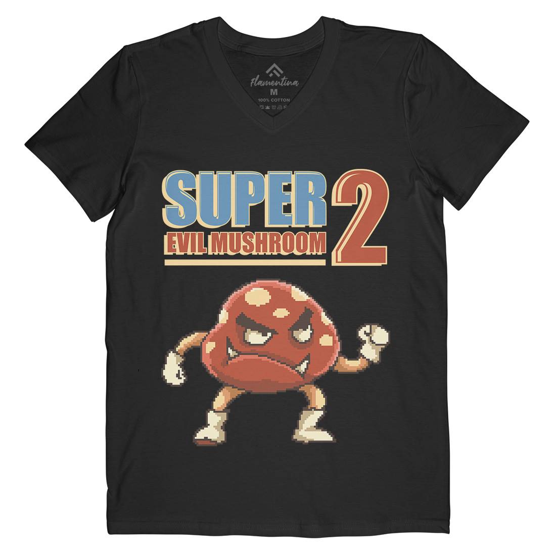 Super Evil Mushroom Mens Organic V-Neck T-Shirt Geek B962