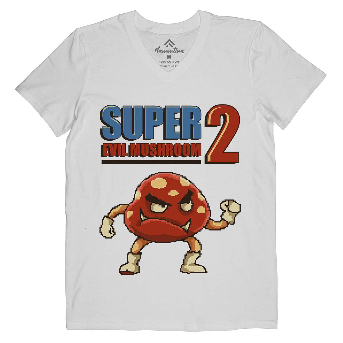 Super Evil Mushroom Mens Organic V-Neck T-Shirt Geek B962