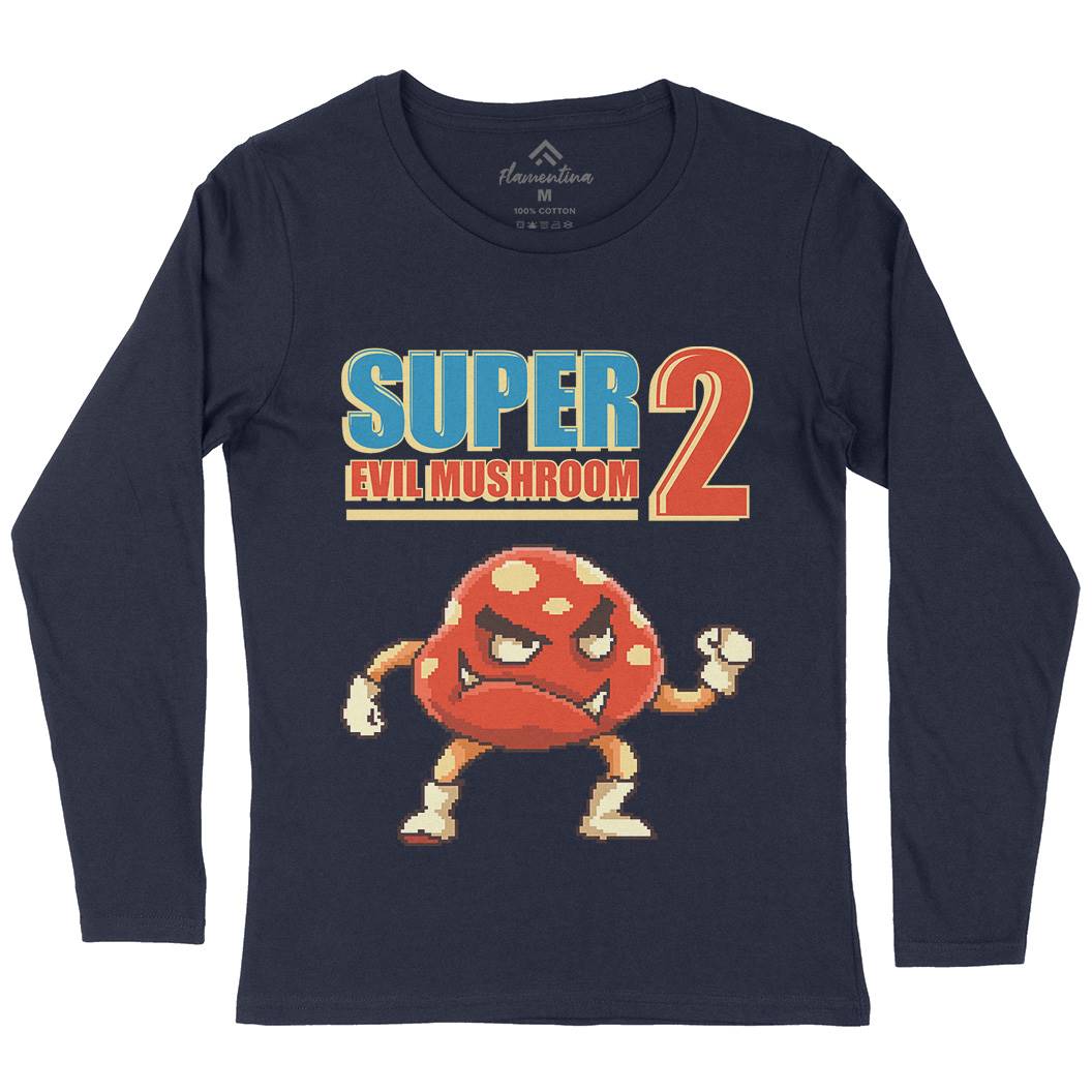 Super Evil Mushroom Womens Long Sleeve T-Shirt Geek B962