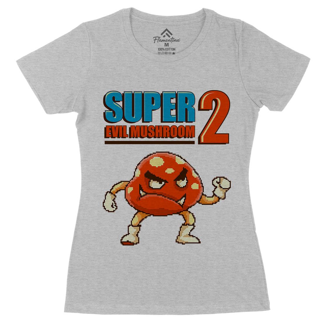 Super Evil Mushroom Womens Organic Crew Neck T-Shirt Geek B962