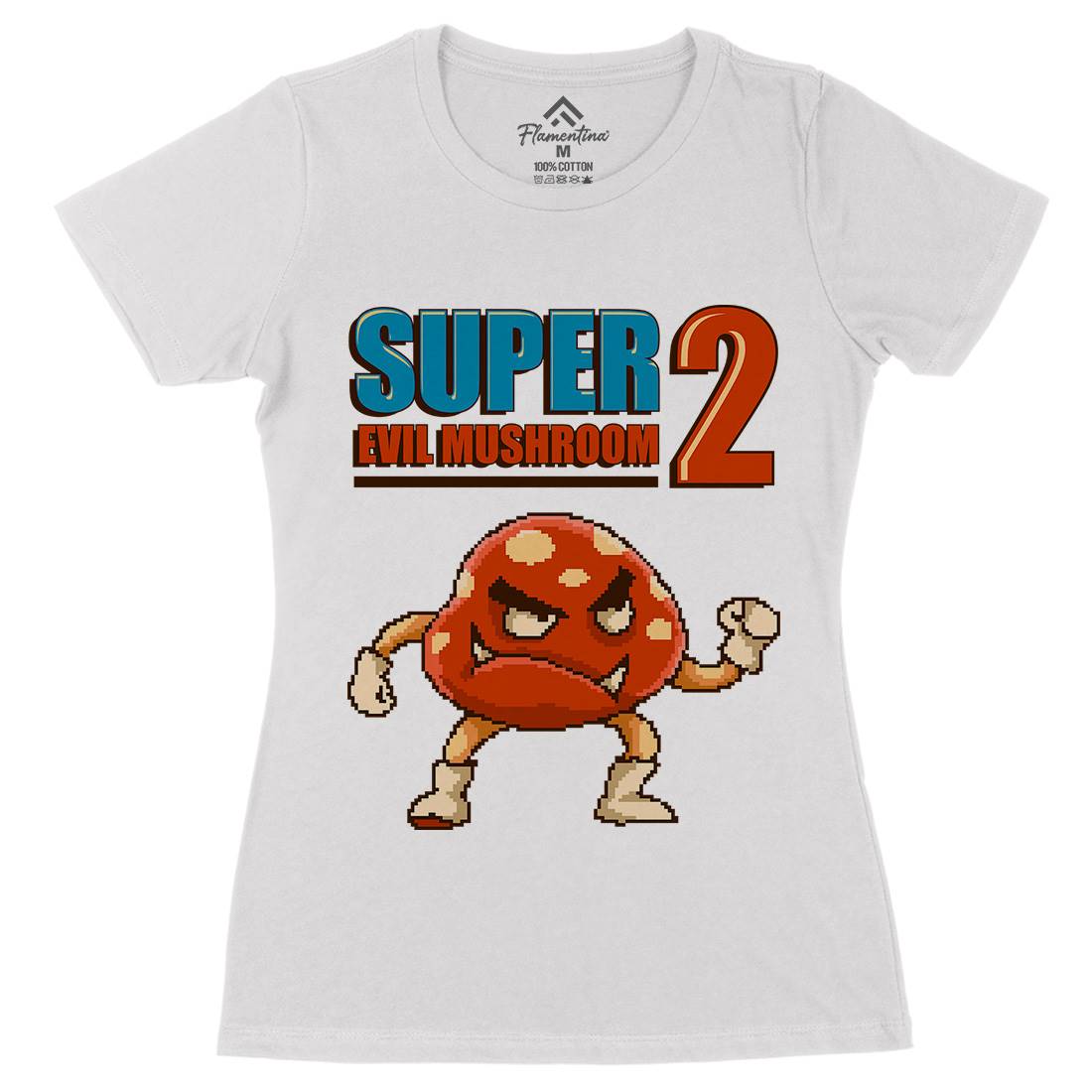 Super Evil Mushroom Womens Organic Crew Neck T-Shirt Geek B962