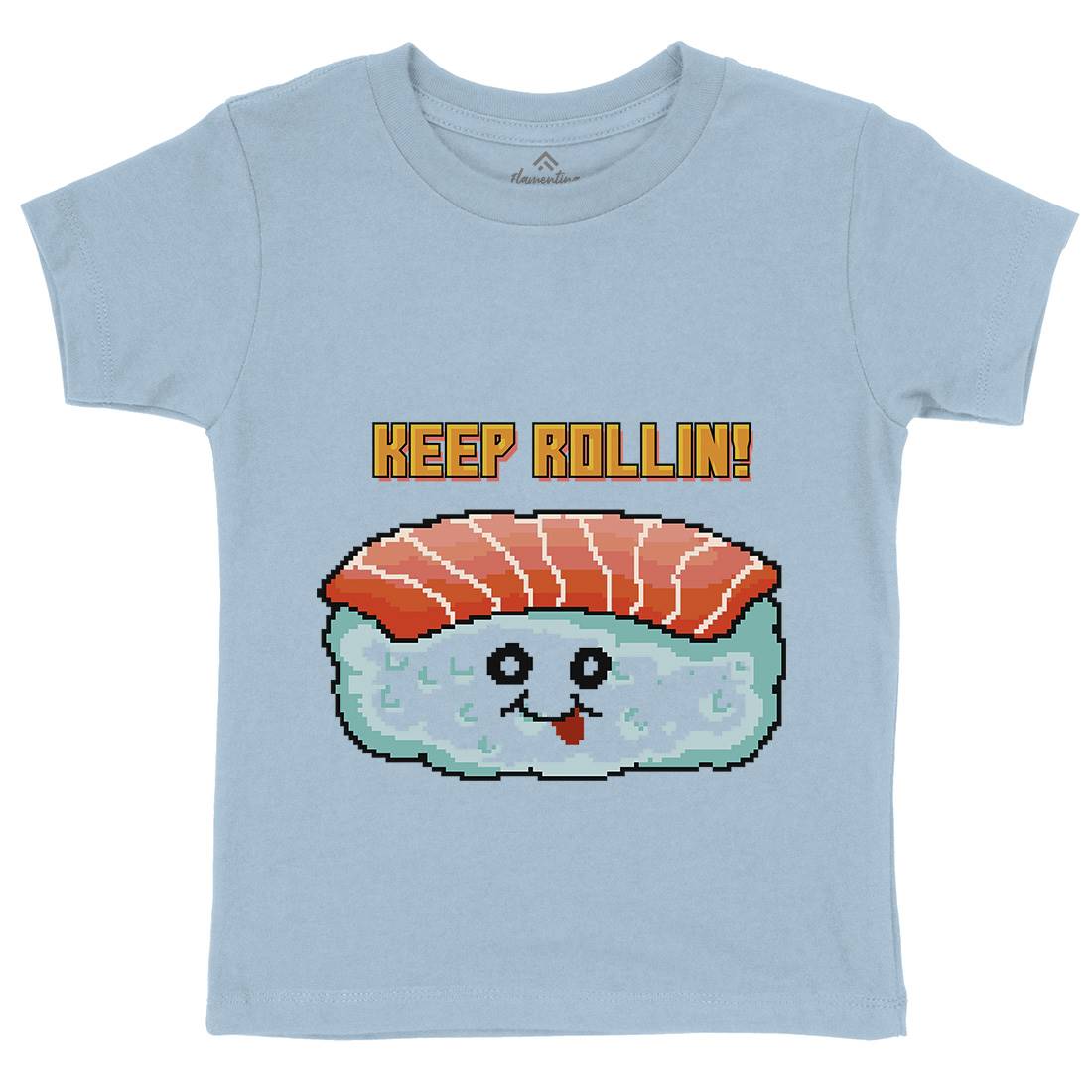 Sushi Art Food Character Kids Organic Crew Neck T-Shirt Food B963