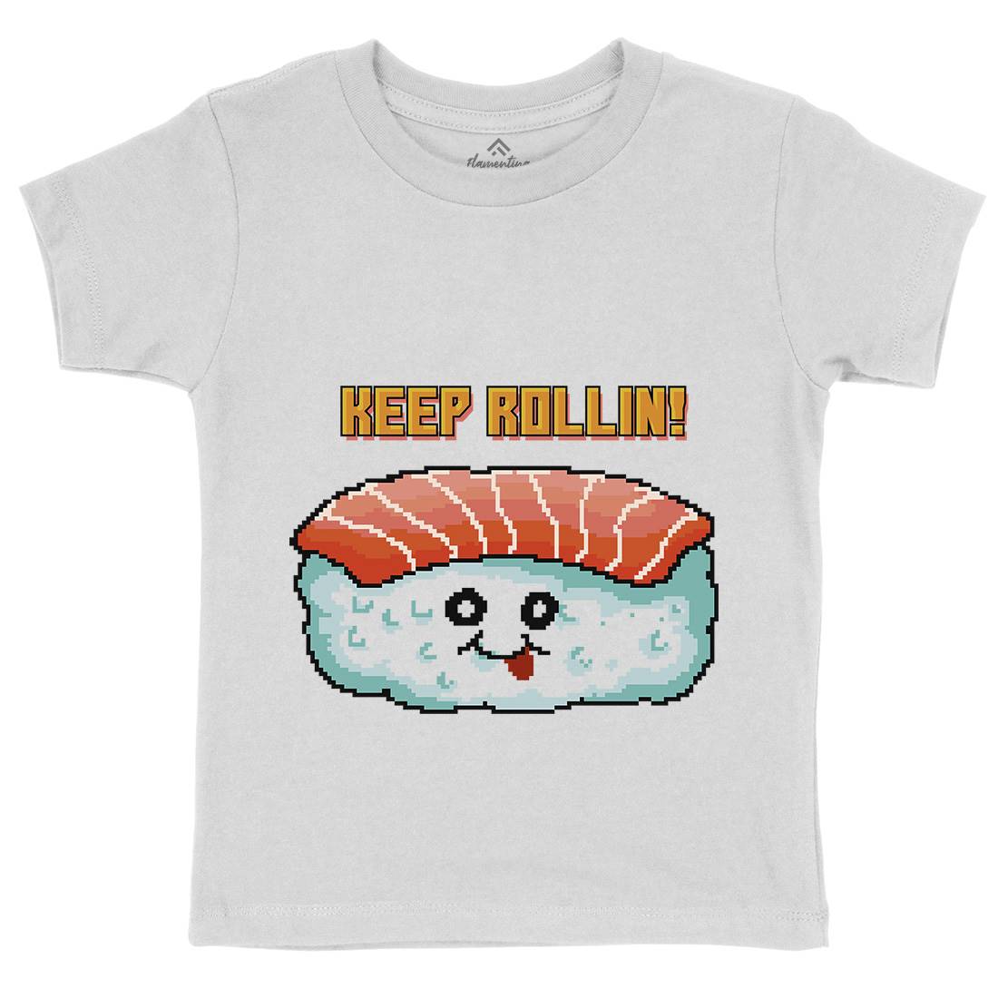 Sushi Art Food Character Kids Crew Neck T-Shirt Food B963