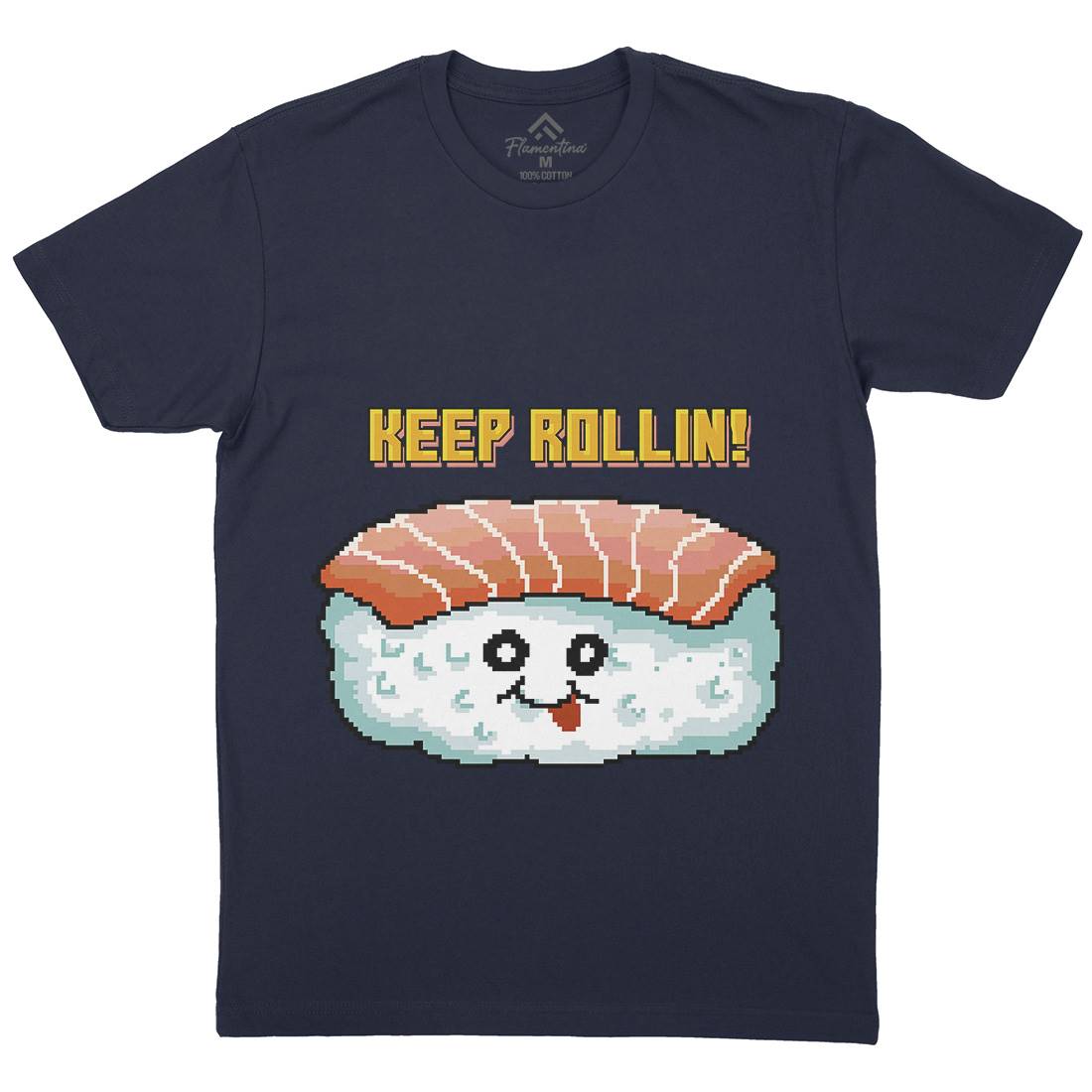 Sushi Art Food Character Mens Organic Crew Neck T-Shirt Food B963