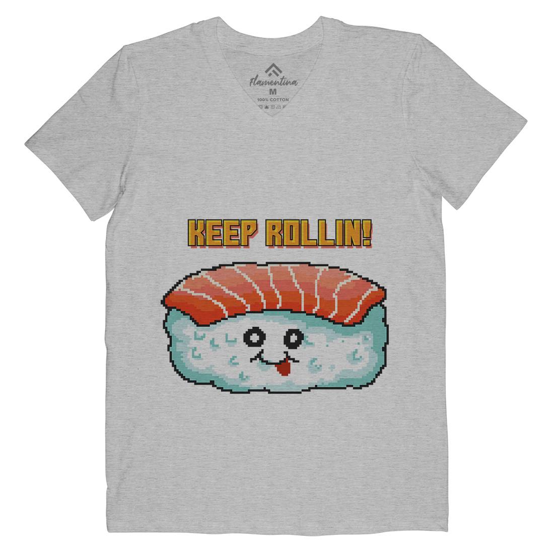 Sushi Art Food Character Mens V-Neck T-Shirt Food B963