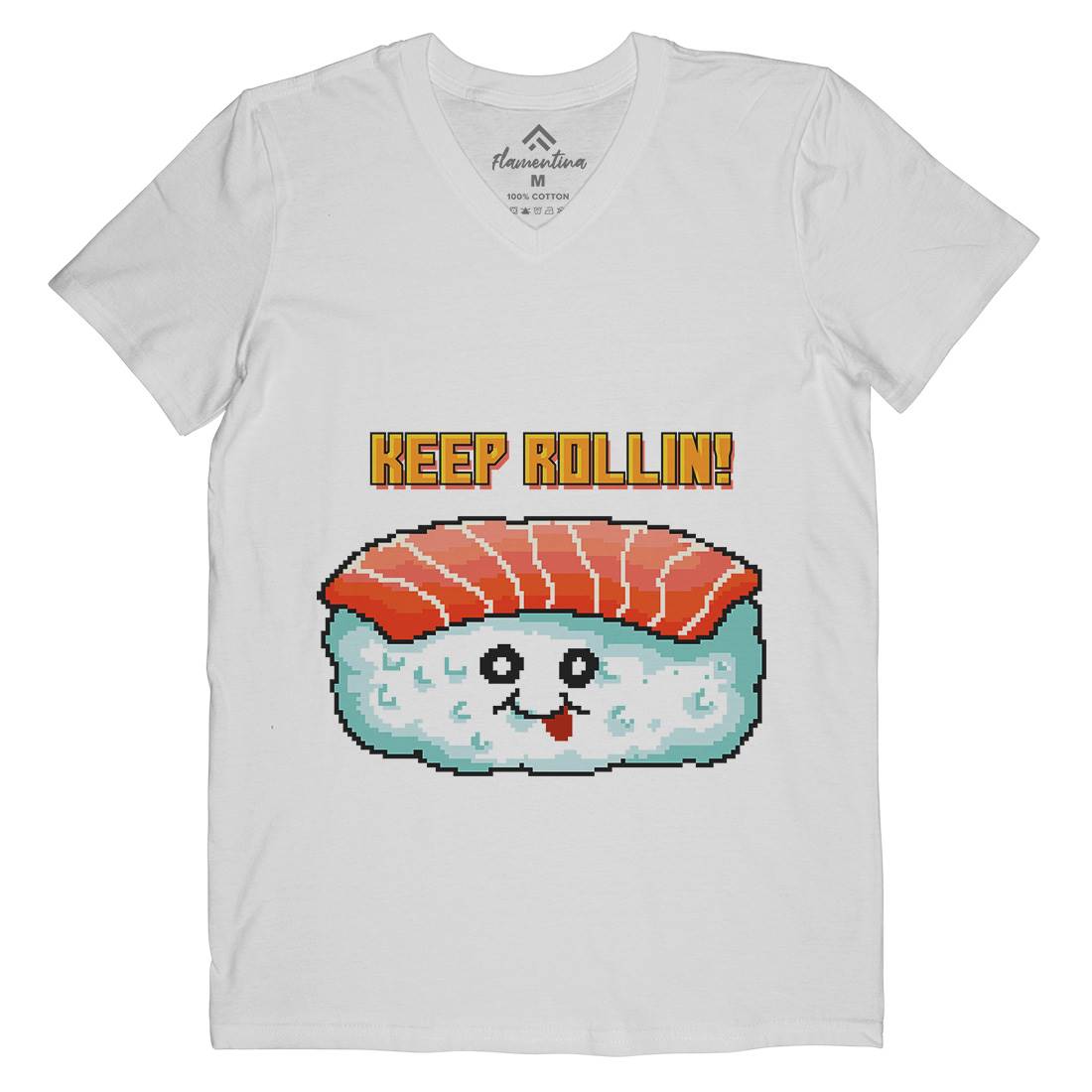 Sushi Art Food Character Mens V-Neck T-Shirt Food B963