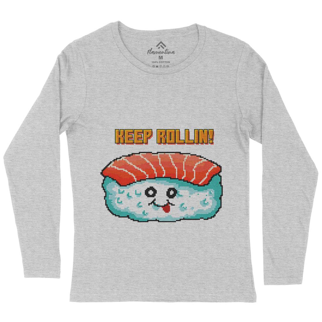 Sushi Art Food Character Womens Long Sleeve T-Shirt Food B963