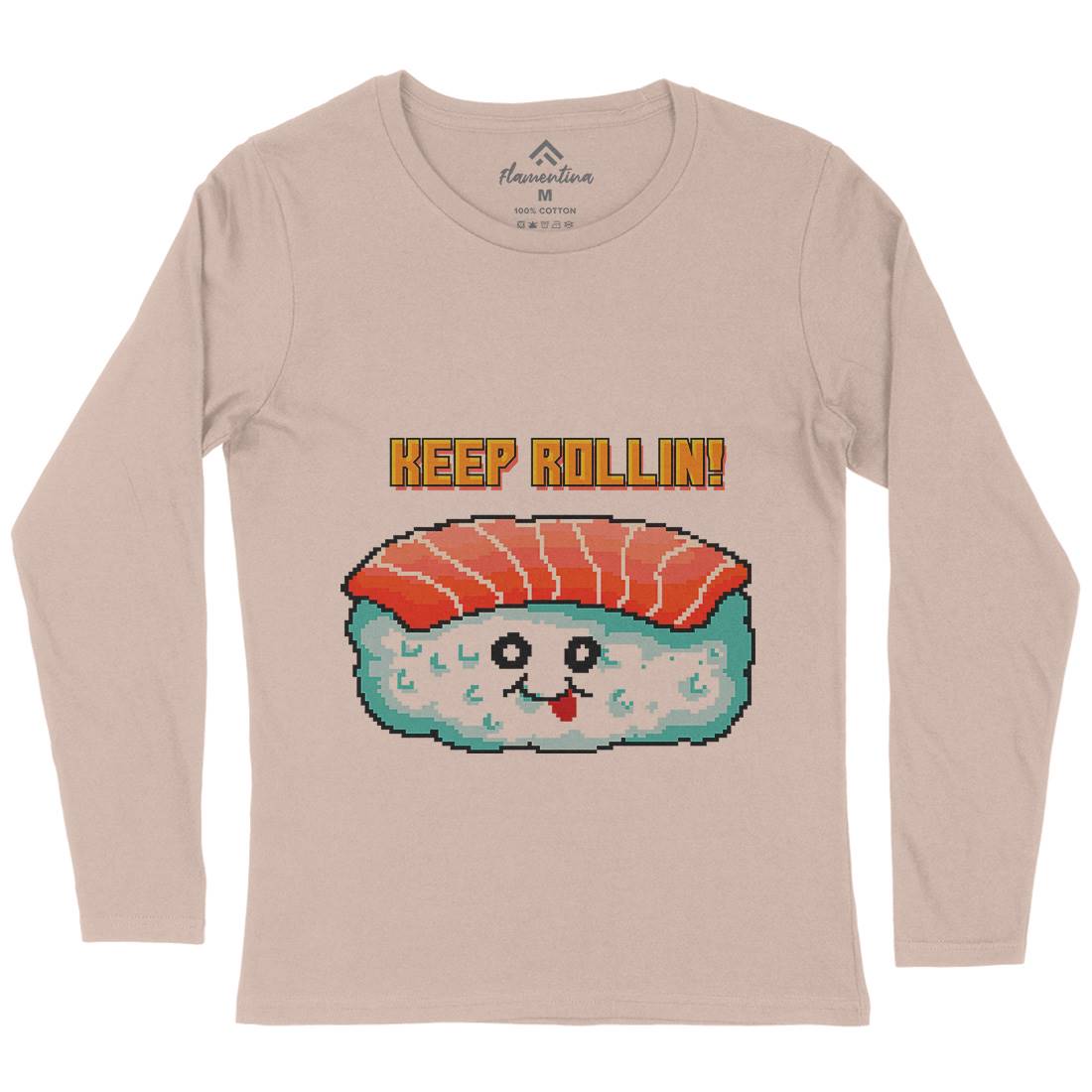 Sushi Art Food Character Womens Long Sleeve T-Shirt Food B963