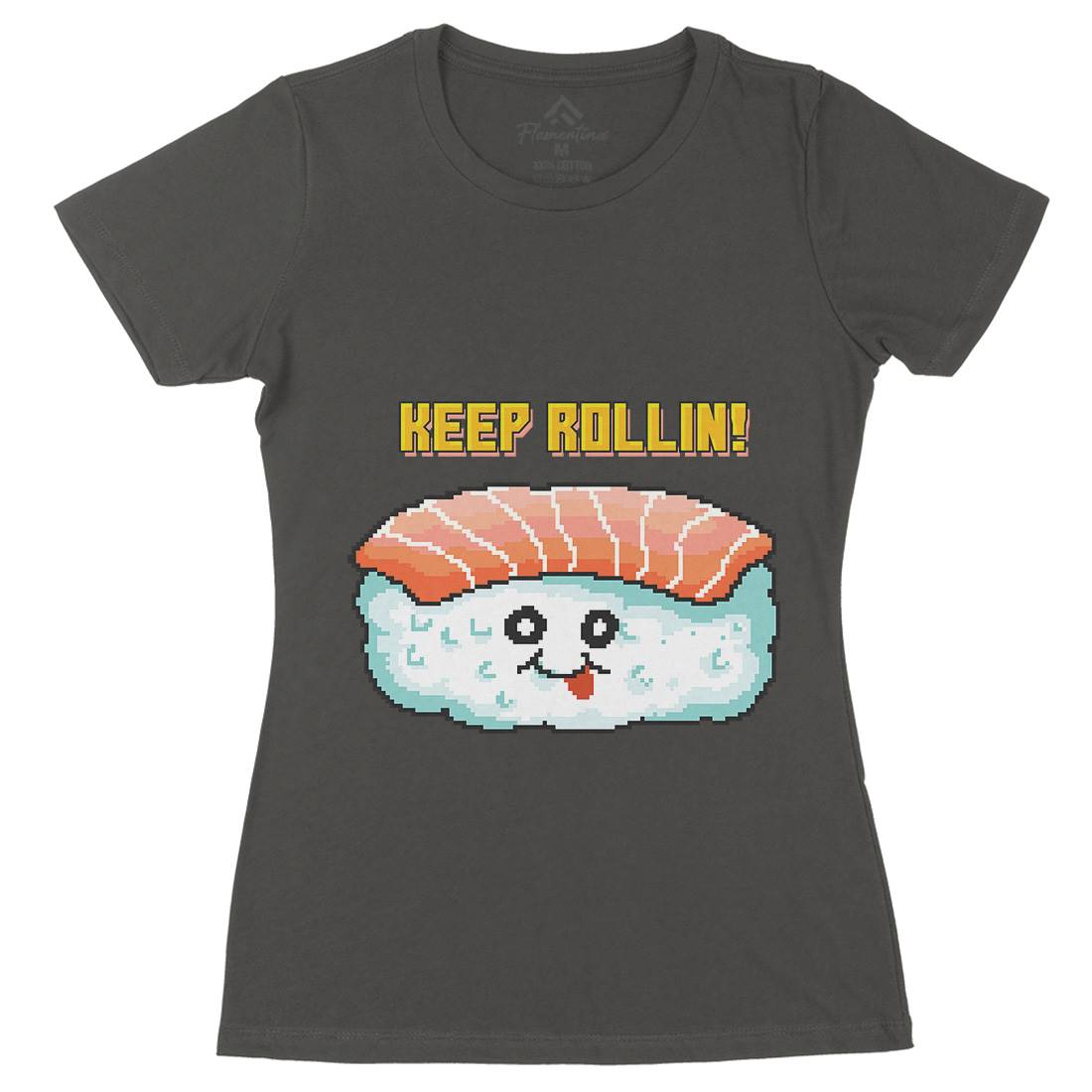 Sushi Art Food Character Womens Organic Crew Neck T-Shirt Food B963