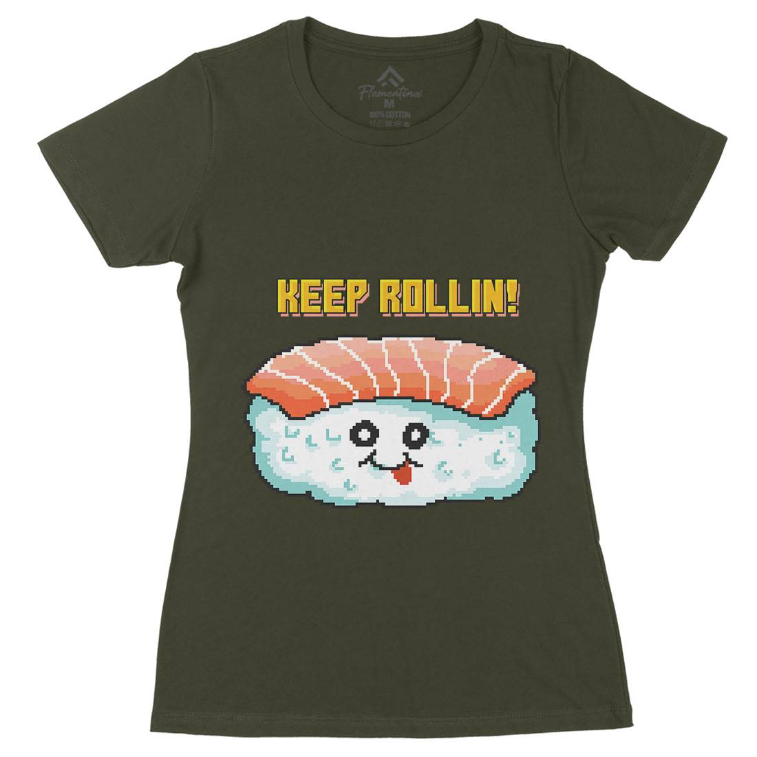 Sushi Art Food Character Womens Organic Crew Neck T-Shirt Food B963
