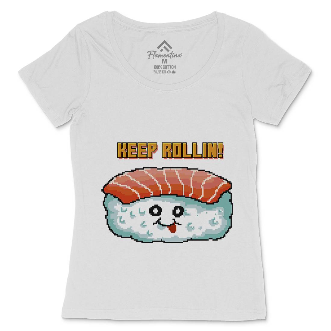 Sushi Art Food Character Womens Scoop Neck T-Shirt Food B963