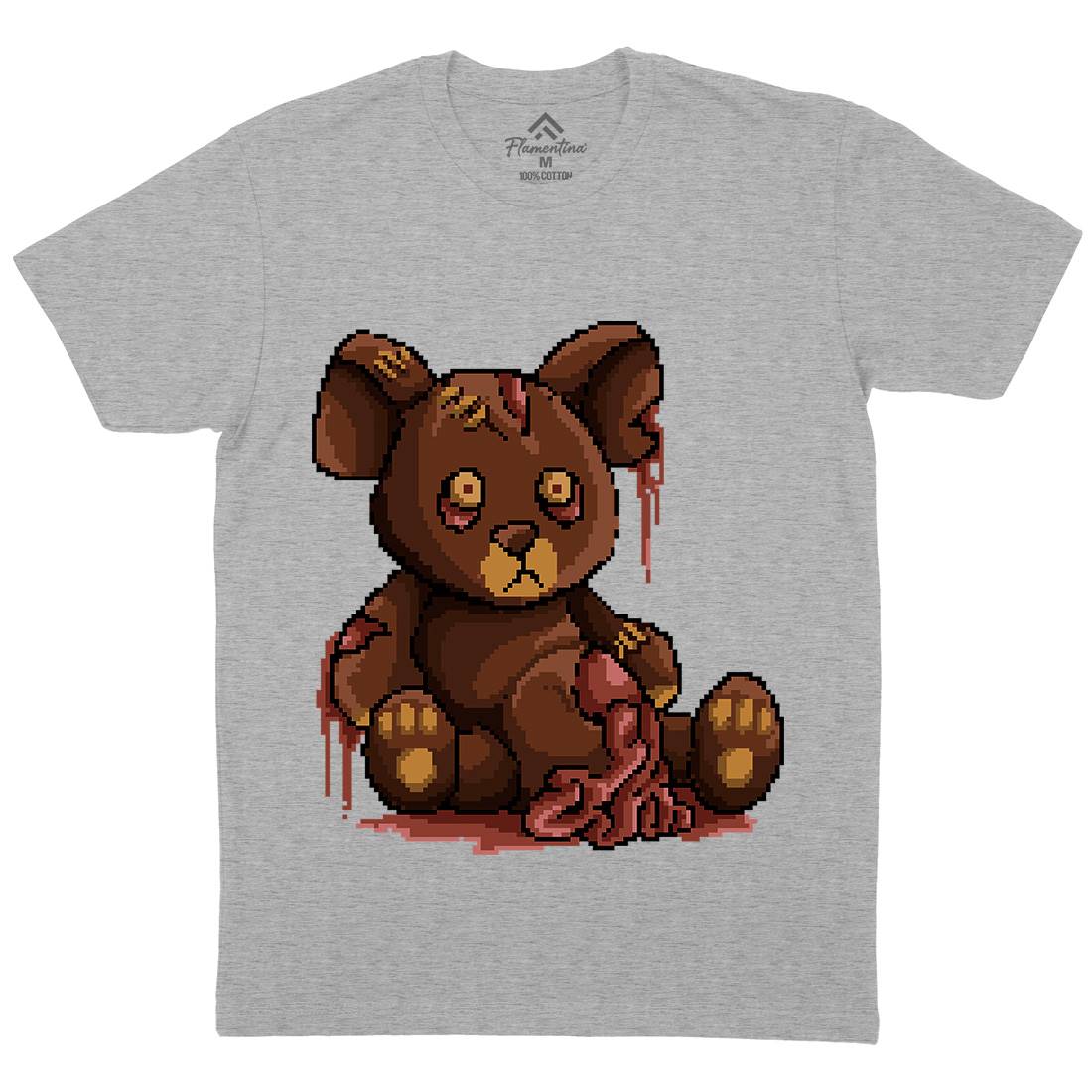 Teddy Zombie Mens Organic Crew Neck T-Shirt Horror B964