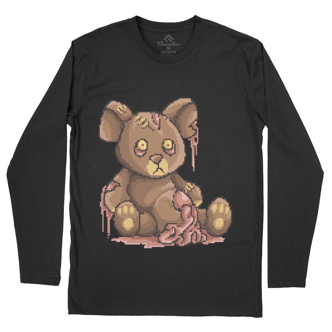 Teddy Zombie Mens Long Sleeve T-Shirt Horror B964