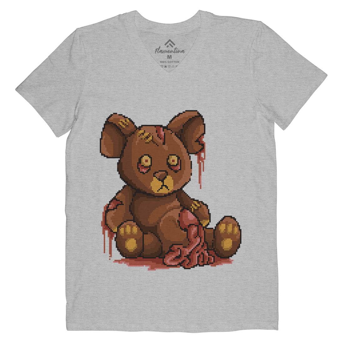 Teddy Zombie Mens Organic V-Neck T-Shirt Horror B964