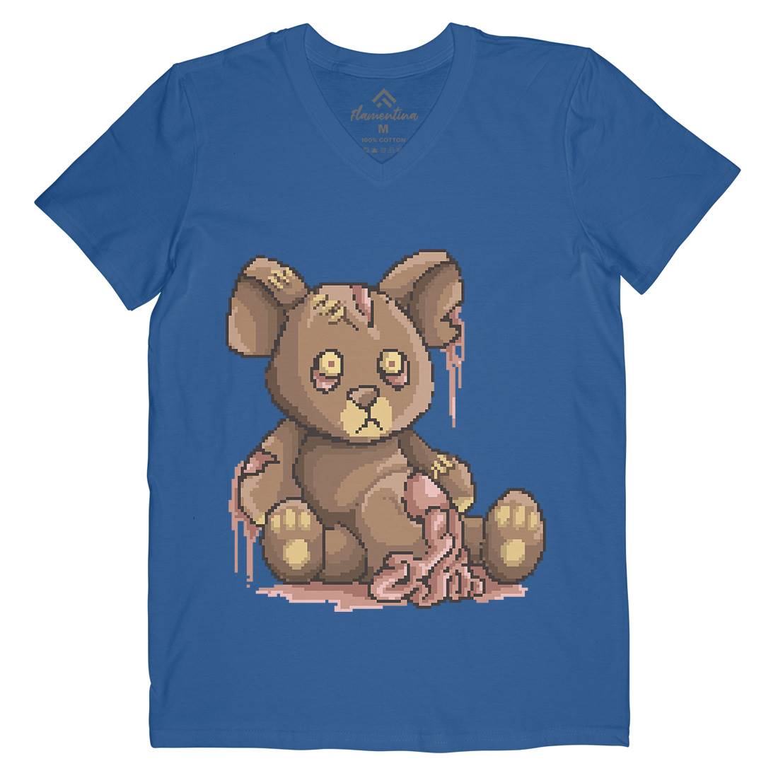 Teddy Zombie Mens V-Neck T-Shirt Horror B964