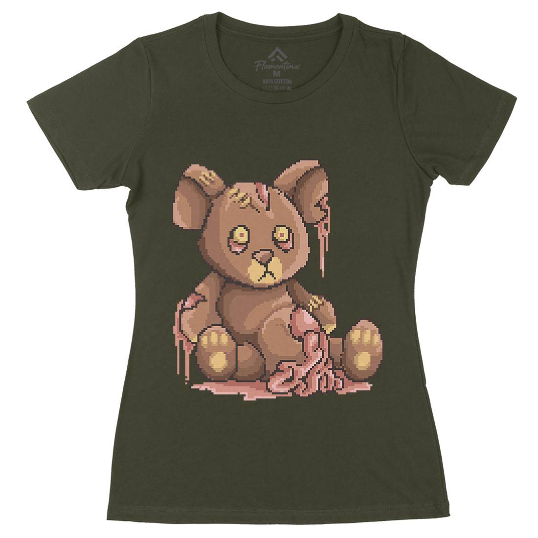 Teddy Zombie Womens Organic Crew Neck T-Shirt Horror B964