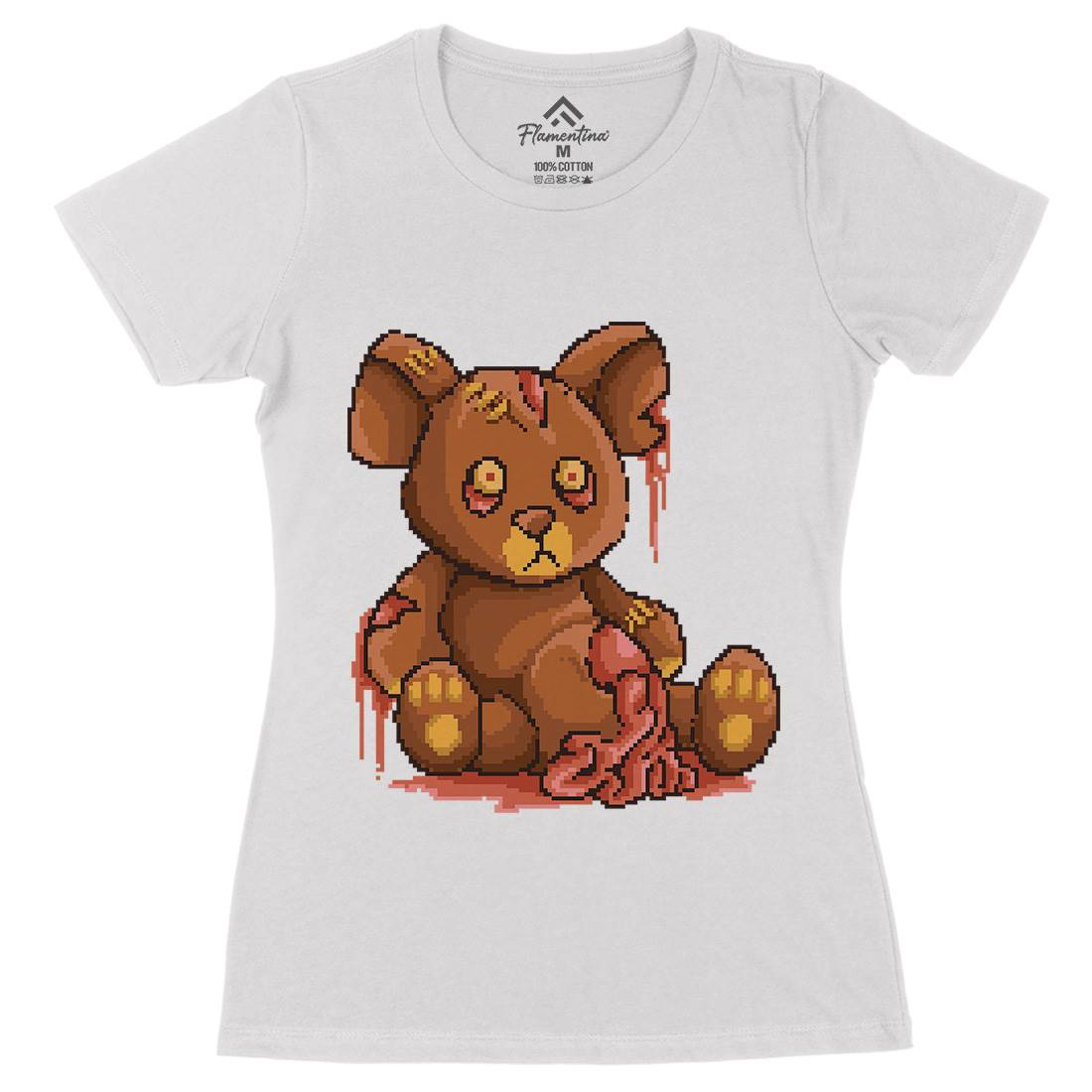 Teddy Zombie Womens Organic Crew Neck T-Shirt Horror B964