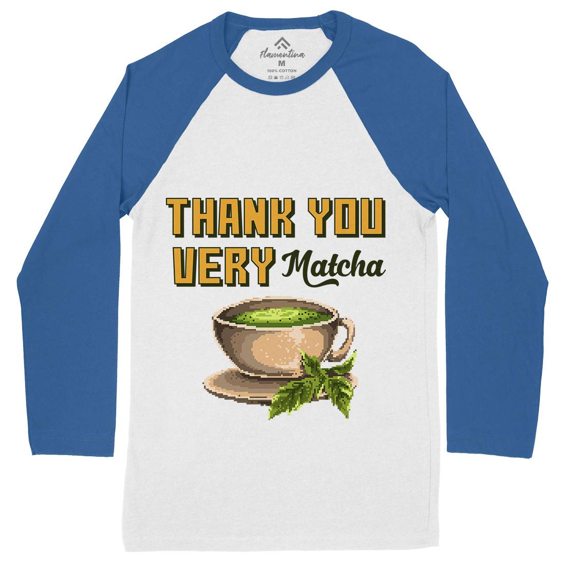 Thank You Very Matcha Mens Long Sleeve Baseball T-Shirt Drinks B965